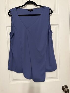 Donna Karan Periwinkle Blue V-Neck Draped Sleeveless Camisole